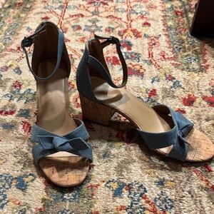 Aerosoles Denim Blue Ankle Strap Sandals cork block heel